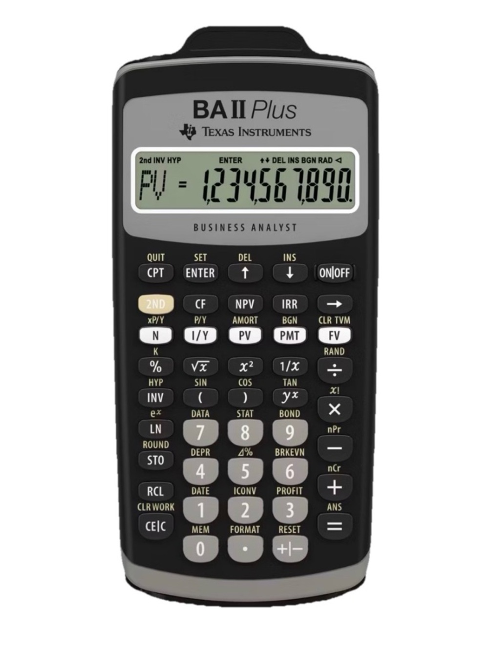 Texas Instruments BA II Plus Financial Calculator - Black and Gray